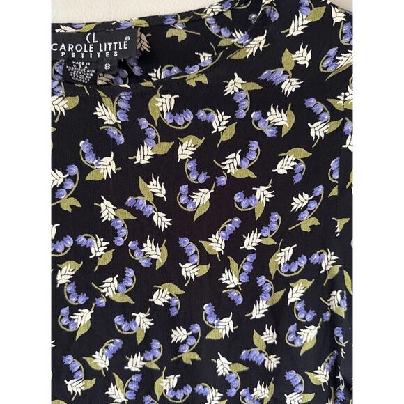 Carole Little Purple Floral Top Women’s Petite Size 8P Blouse Short Sleeve VTG - Picture 3 of 8